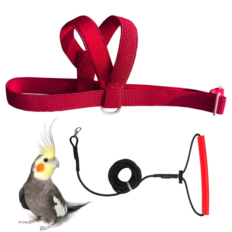 VANTRONIK Adjustable Bird Harness with 80 Inch Leash, Outdoor Flying Kit Training Rope for Bird Parrots Cockatiel S Size Weight 70-120 Grams, Burgundy Red - Image 1